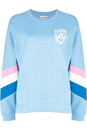 Ganni Logo-print stripe-detailing sweatshirt