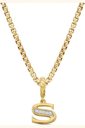 David Yurman 18kt yellow Pavé Initial diamond pendant
