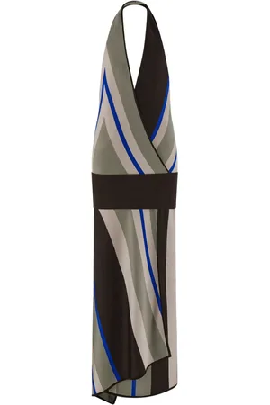 Salvatore Ferragamo Striped asymmetric knitted dress