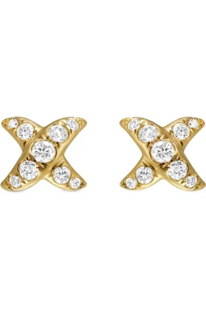 David Yurman 18kt yellow gold Crossover X diamond stud earrings (6mm)