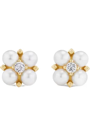 David Yurman 18kt yellow Petite Modern Renaissance pearl diamond stud earrings (7.8mm)