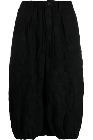 YOHJI YAMAMOTO Crinkled flannel drop-crotch shorts