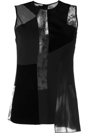 Stella McCartney Patchwork lace-detail velvet top