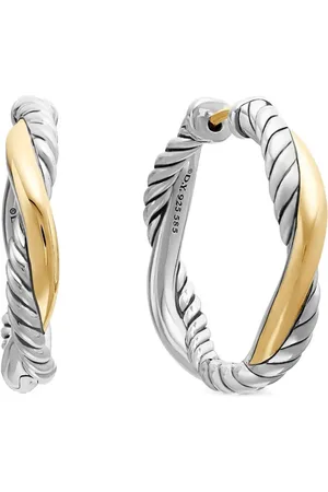 David Yurman 14kt yellow gold and sterling Petite Infinity hoop earrings (17.3mm)