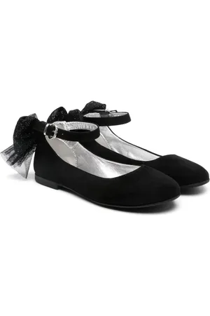 MONNALISA Bow-detailed suede ballerina shoes