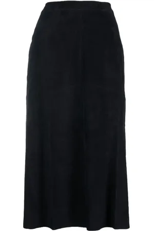 Paula High-waisted suede midi skirt