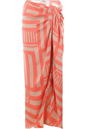 Fendi Labyrinth knotted full silk skirt