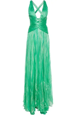 IRIS SERBAN Lam?? pliss??-effect gown