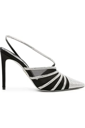 RENE CAOVILLA 115mm slingback mesh crystal pumps