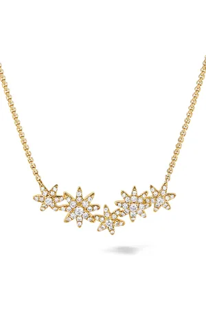 David Yurman 18kt yellow Starburst diamond cluster station necklace