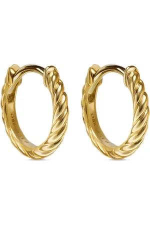 David Yurman 18kt yellow Sculpted Cable Micro huggie hoop earrings (10.7mm)