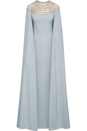 Oscar de la Renta Crystal-embellished cape gown