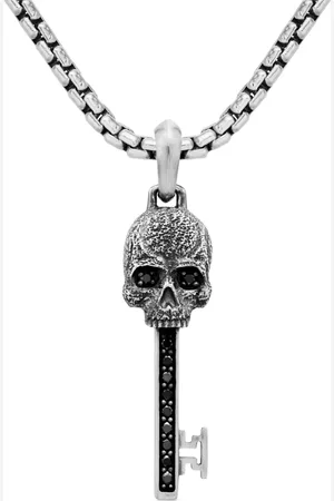 David Yurman Sterling Memento Mori Skull Key diamond amulet (31.7mm)