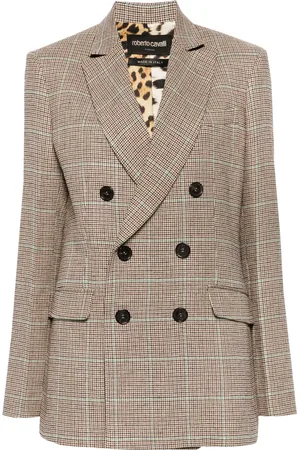 Roberto Cavalli Houndstooth double-breasted blazer