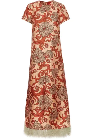 La DoubleJ Swing feather-trimmed dress