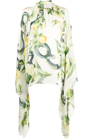 Roberto Cavalli Lemon-print elongated-sleeve blouse