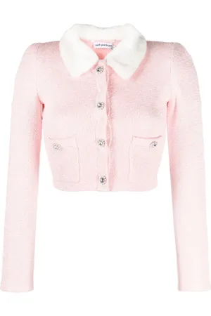 Self-Portrait Faux fur-collar cropped cardigan