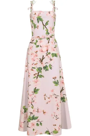 Oscar de la Renta Cherry Blossom-print poplin dress