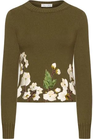 Oscar de la Renta Floral-embroidered sweater