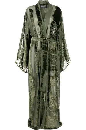 Roberto Cavalli Panelled velvet robe coat