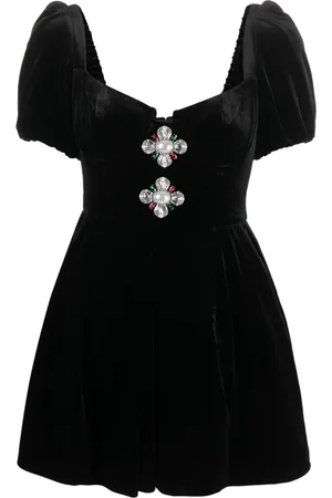 Self-Portrait Appliqu??-detail velvet minidress