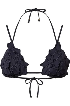 Twin-Set Floral-appliqué triangle bikini top