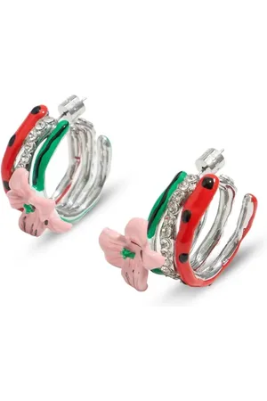 Bimba y Lola Floral-appliqu?? hoop earrings