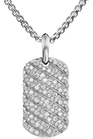 David Yurman Sterling Sculpted Cable diamond tag (27mm)