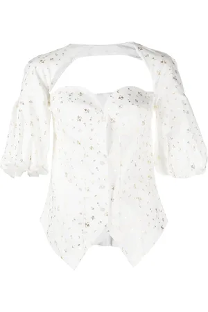Rosie Assoulin Floral-print sweetheart neck blouse