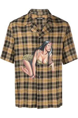 Roberto Cavalli Graphic-print plaid short-sleeve shirt