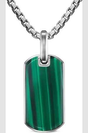 David Yurman Sterling Chevron malachite tag (27mm)