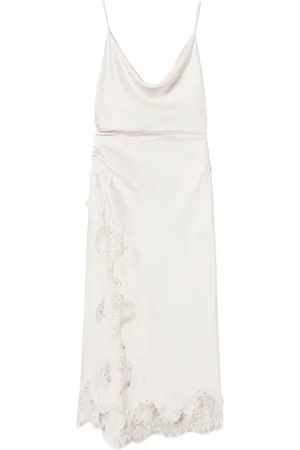 Twin-Set Lace-trim satin slip dress