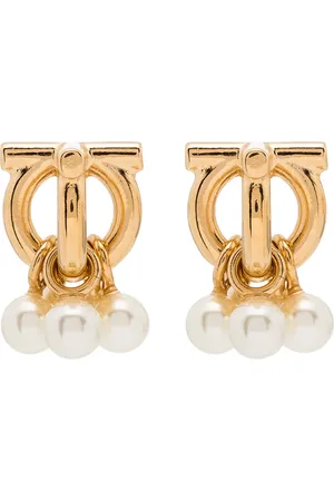Salvatore Ferragamo Gancini pearl-embellished stud earrings