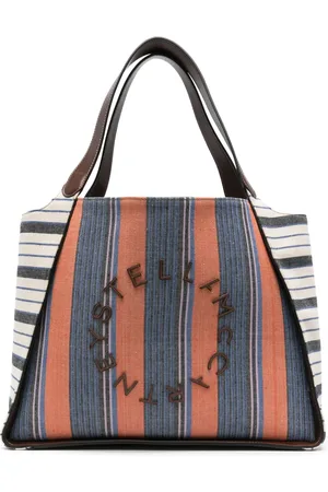 Stella McCartney Striped cotton tote bag
