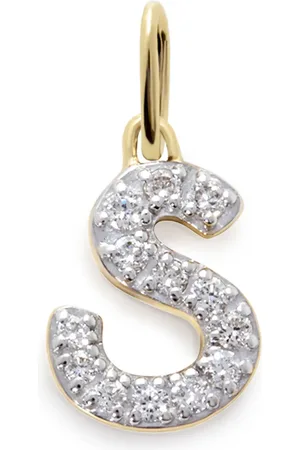 Monica Vinader 14kt yellow Initial S diamond pendant