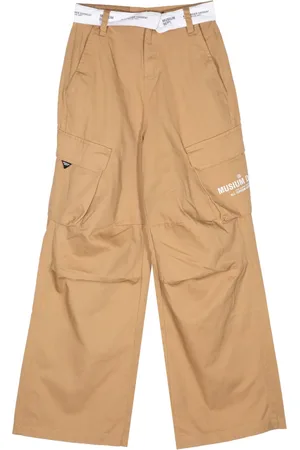 Musium Div. Belted logo straight trousers