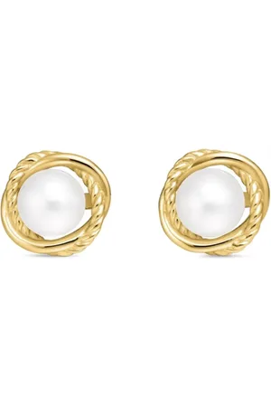 David Yurman 18kt yellow Crossover Infinity pearl stud earrings (10mm)