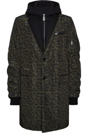 Philipp Plein Layered camouflage-pattern coat