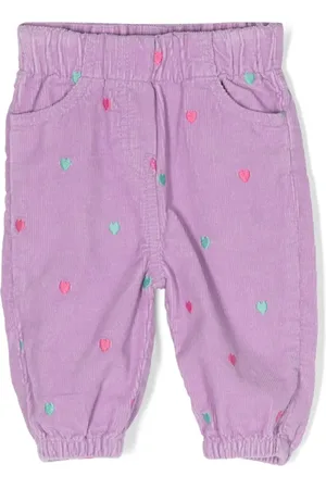 Stella McCartney Embroidered-hearts corduroy trousers