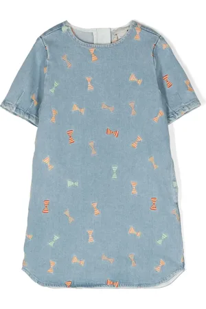 Stella McCartney Striped Bow flared denim dress