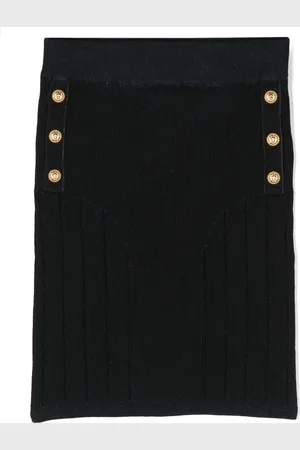 Balmain Button-detail ribbed skirt