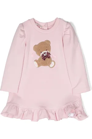 MONNALISA Bear-motif ruffled dress