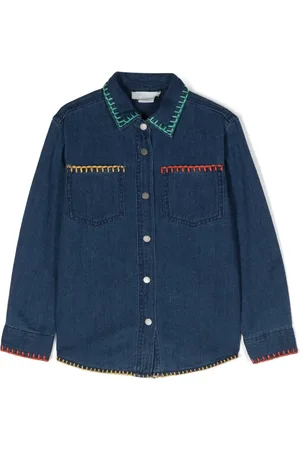 Stella McCartney Floral-patch denim shirt