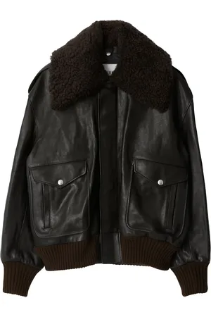 Burberry Shearling-collar leather jacket