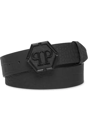 Philipp Plein Hexagon-buckle crocodile-effect belt