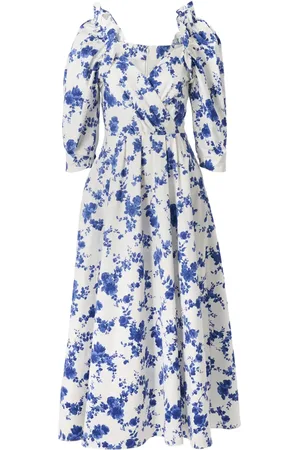 Carolina Herrera Floral-print balloon-sleeve midi dress