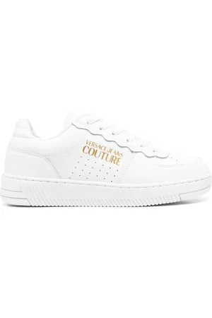VERSACE Logo-print leather sneakers
