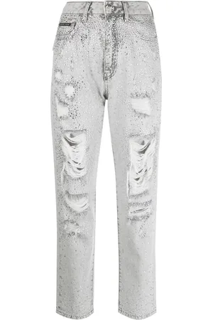 Philipp Plein Crystal-embellished boyfriend jeans