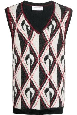 Marine Serre Intarsia-knit logo vest