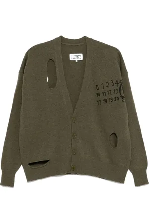 Maison Margiela Number-print cut-out cardigan